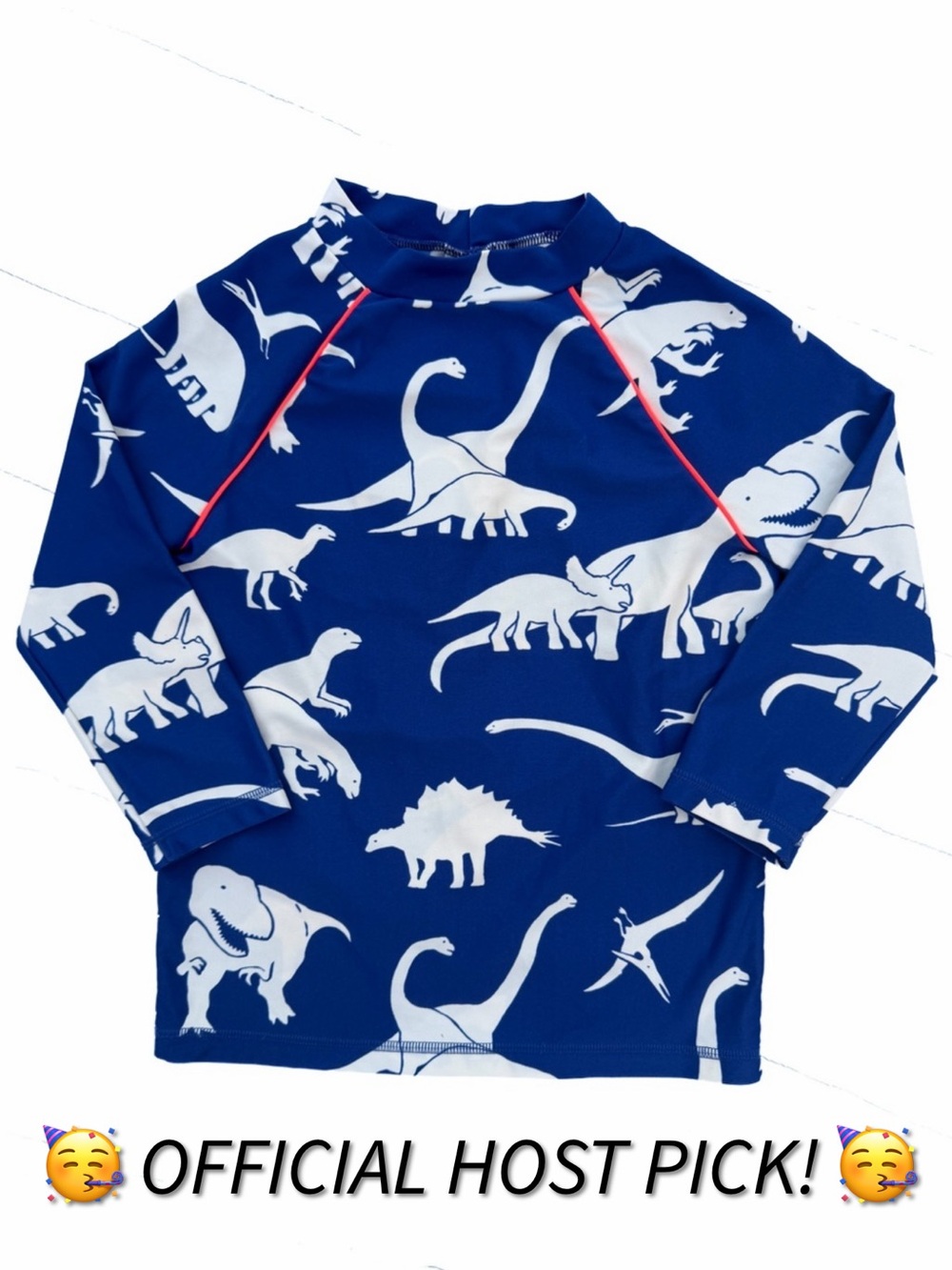 🥳 HP 🥳 Mini Boden Blue Dinosaur Rash Guard Swim Shirt Top 7-8Y 128 Boy Girl UPF